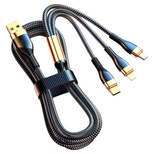 200W三合一快充数据线安卓苹果华为TYPE-C车载24TYPE-C0W一拖三数据线6A插头适用vivo手机超级闪充低温不伤机