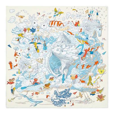 桑蚕丝大方巾手工卷边女四季