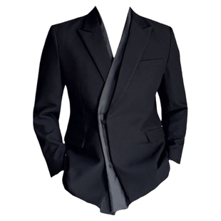 那不勒斯西装男高级感两件套设计感主持人飘带装饰礼服西服男外套