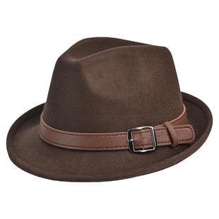 上海滩帽子礼帽男春秋毛呢卷边英伦绅士帽复古秋冬休闲毡帽爵士帽