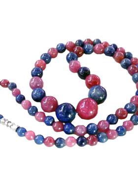 天然红宝蓝宝石项链塔链无烧礼物