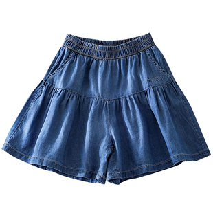 蔚未来女童短裤夏装2026新款儿童天丝牛仔裙裤女大童阔腿五分裤薄