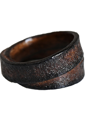 溯也中性风皮革原创黑色机理戒指