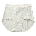 焕丽女王新中式浮雕绣花高腰桑蚕丝底裆全包臀三角女士无痕内裤女