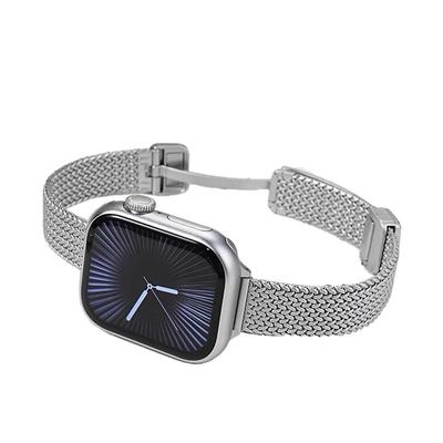 适用applewatchs11苹果手表麦穗磁吸扣卡扣表带s10新款金属不锈钢表带iwatchs9s8s7高级感细窄款腕带SE女夏季