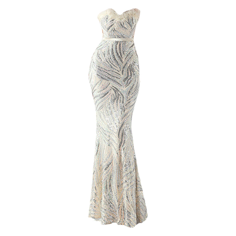 晚礼服女2025新款轻奢高级感修身显瘦模特走秀抹胸裹胸长款连衣裙