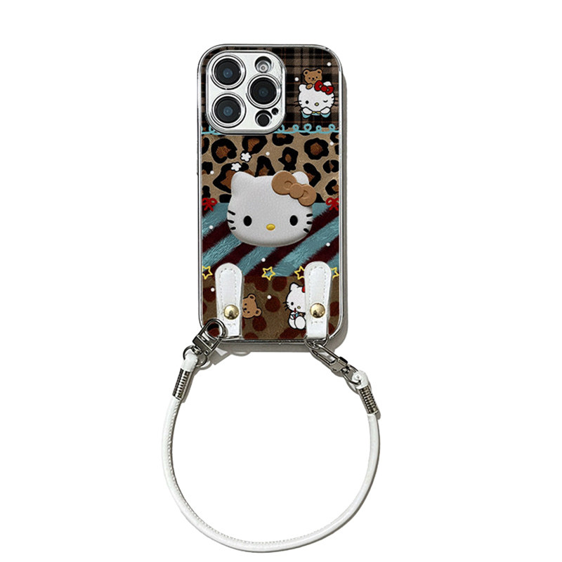 适用于苹果17promax手机壳带挂绳金锡小猫iphone14/16pro套硅胶xs全包防摔斜跨15ultra套网红11