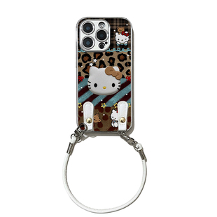 适用于苹果17promax手机壳带挂绳金锡小猫iphone14/16pro套硅胶xs全包防摔斜跨15ultra套网红11新款xr女13PRO