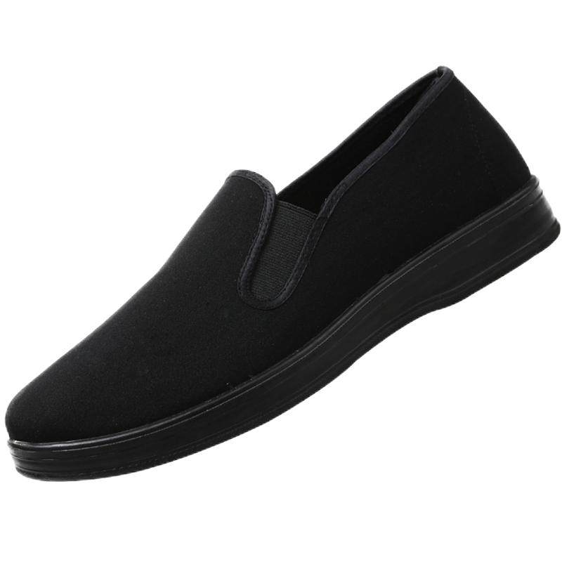 老北京布鞋男鞋黑色工作鞋厚底棉鞋爸爸鞋中老年男士厨师司机单鞋