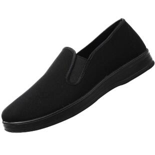 老北京布鞋男鞋黑色工作鞋厚底棉鞋爸爸鞋中老年男士厨师司机单鞋