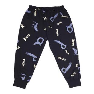 加肥加大男士九分花裤子春秋款宽松胖子运动休闲大码男装9分卫裤