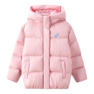 ASICS/亚瑟士童装女童三防羽绒服冬短款保暖蓝色外套大童连帽加厚