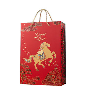 极礼红酒包装礼盒马年新款2支装红酒盒空盒子手提盒红色包装盒