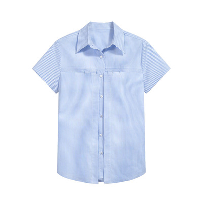 【鱼九九推荐】F1protagonist 复古格纹短袖衬衫女解构休闲上衣女