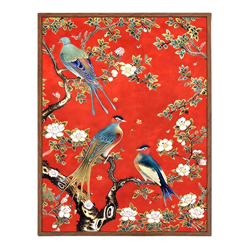花鸟报喜图数字油画diy填色画