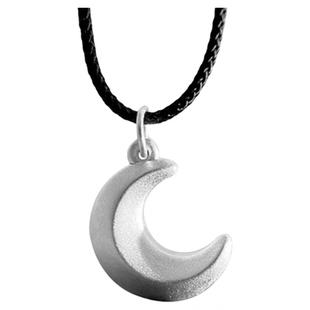 足银S999白月光项链女纯银ins风月亮吊坠编织绳设计感锁骨链送礼