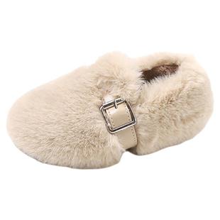 女童时尚加绒棉鞋2025秋冬新款可爱毛毛鞋女孩外穿洋气百搭豆豆鞋