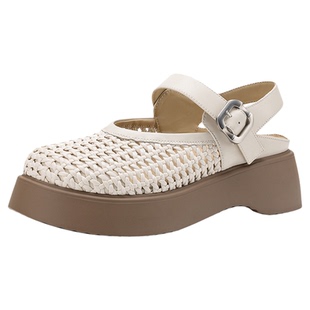 达芙妮包头厚底凉鞋女款2026新款夏季凉拖鞋子镂空透气玛丽珍女鞋