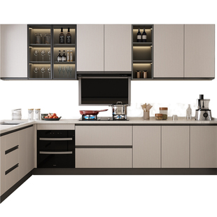 金牌厨柜整体橱柜定制厨房石英石台面订制灶台柜开放式装修家用