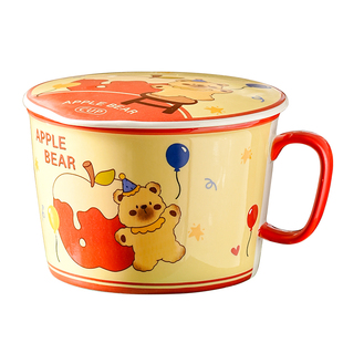 可爱食堂泡面碗宿舍学生带盖个人专用可微波带手柄上班族专用饭碗