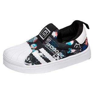 巴布豆儿童运动鞋2025秋冬款贝壳头板鞋男女中大童加绒保暖休闲鞋