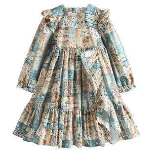 高级法式公主风A类纯棉女童连衣裙2026春装新款女宝长袖礼服裙子