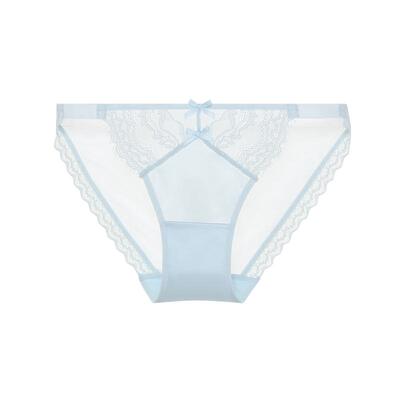 三福 女低腰不夹臀内裤 纯欲蕾丝蝴蝶结高开叉半平角裤女517732