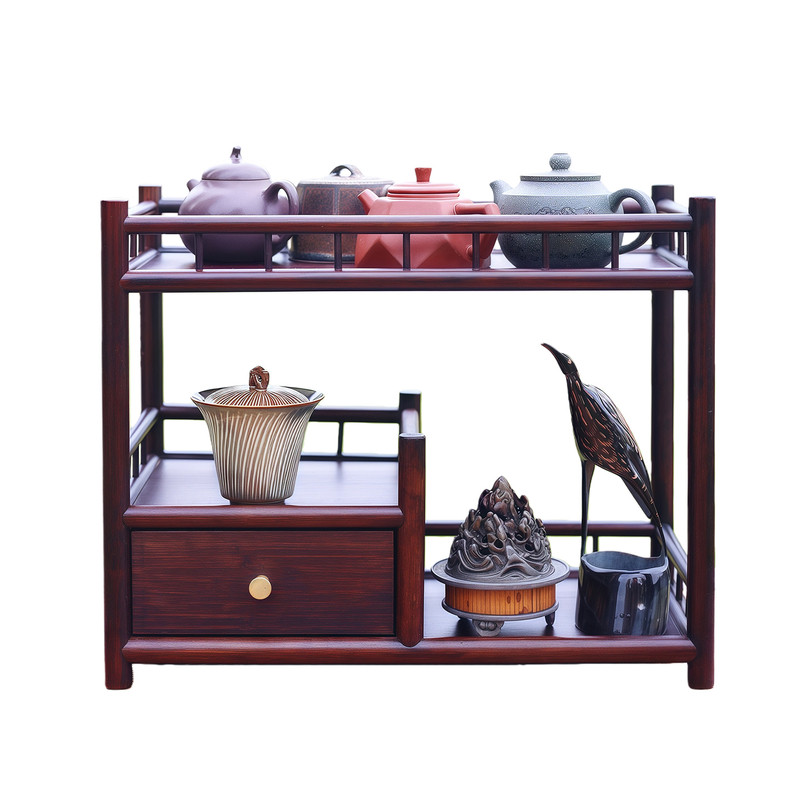 楠竹桌面博古架文玩茶具置物架