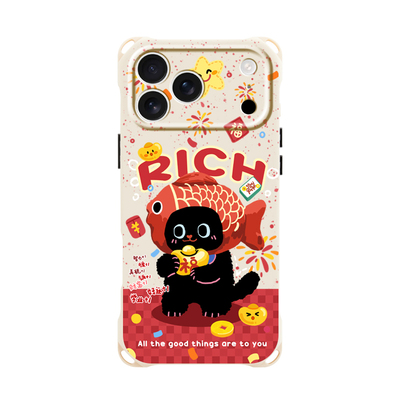 原创暴富黑猫适用华为mate70苹果17promax手机壳挂绳手提腕带pura80斜挎背带iphone15创意小众16plus挂件新款