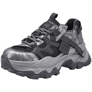 热风加绒老爹鞋女款2025年冬季新款厚底增高运动休闲鞋银色女鞋子