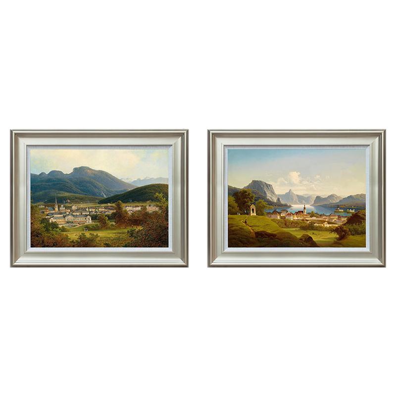 风色美式山水风景油画玄关挂画