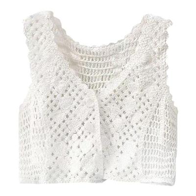 镂空短款复古无袖小马甲女