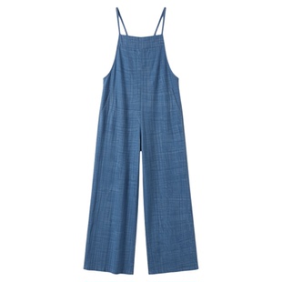 Casual pocket camisole jumpsuit   女士休闲吊带口袋直筒连衣裤