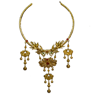 古风原创汉服婚嫁项圈璎珞仿黄金锦鲤项链中式婚礼项链马面裙饰品