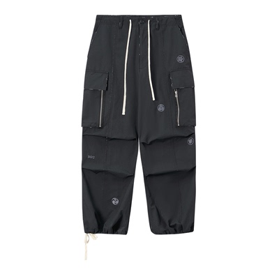 ONIARAI/鬼洗25秋冬新棒系列隐约家纹磨破堆叠微阔长裤男 25N4408