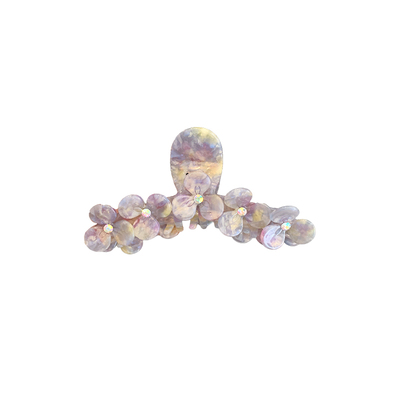 韩国新款人鱼姬炫彩醋酸花朵鲨鱼夹超仙水钻后脑勺抓夹氛围感发夹