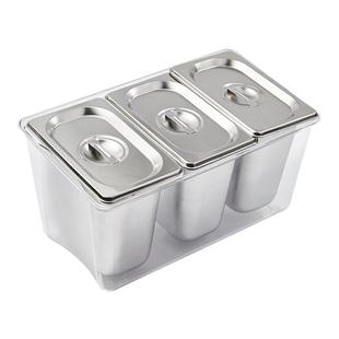 亚克力份数盆架塑料商用加冰果酱盒奶茶店专用不锈钢分数盒小料盒