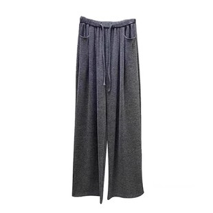 奶茶色裤子加绒糯米裤女款秋冬大码梨形身材慵懒风阔腿直筒休闲裤