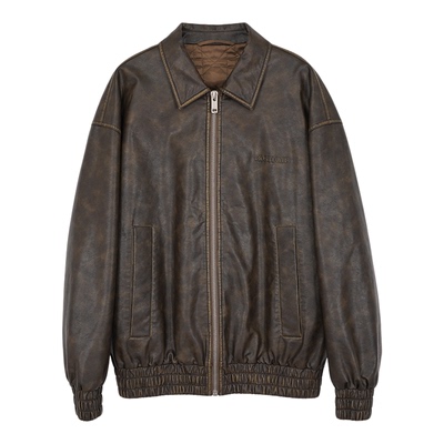 高端美拉德复古皮衣外套