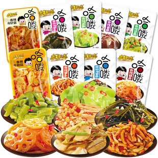 酸豆角萝卜干小包装香辣金针菇藕片下饭菜配菜粥即食零食袋装解馋