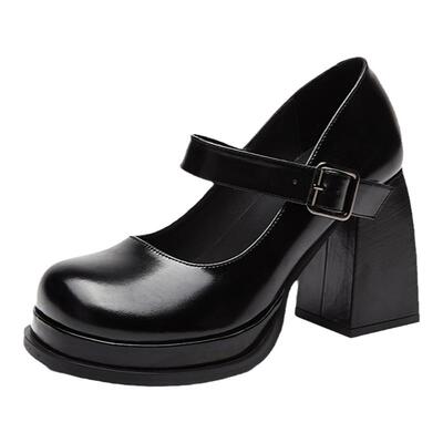 达芙妮高跟玛丽珍鞋女粗跟芭比鞋