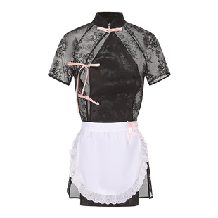 瑷绫说性感内衣女冬季仆轻熟御姐房事高级感旗袍制服精致蕾丝睡裙