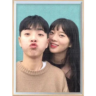 2026新款钻石画定制真人照片人像手工diy点钻贴画带框十字绣礼物