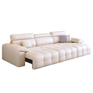 电动沙发功能真皮客厅可调节可趟可睡伸缩直排三人位新款一体两用