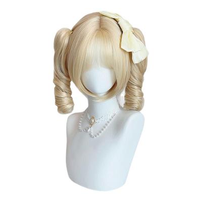 【皎月】lolita假发双马尾doll感抓夹浅白金色罗马卷假发全头套女