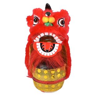 舞狮手工摆件车载佛山醒狮头中国风送老外红色小礼品南狮子头礼品