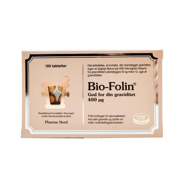 丹麦原装 法尔诺德Bio-Folin叶酸片孕妇营养备孕哺乳期孕期180粒