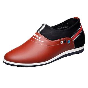 男鞋2026新款夏季透气潮流时尚隐形内增高鞋百搭套脚断码皮鞋5055