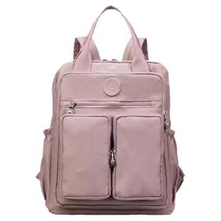 大容量休闲防泼水纯色暗袋牛津尼龙布新款旅行多口袋妈咪双肩背包