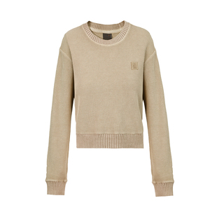 ABLE JEANS2026春新品女士宽松短款套头圆领卫衣全棉华夫格百搭